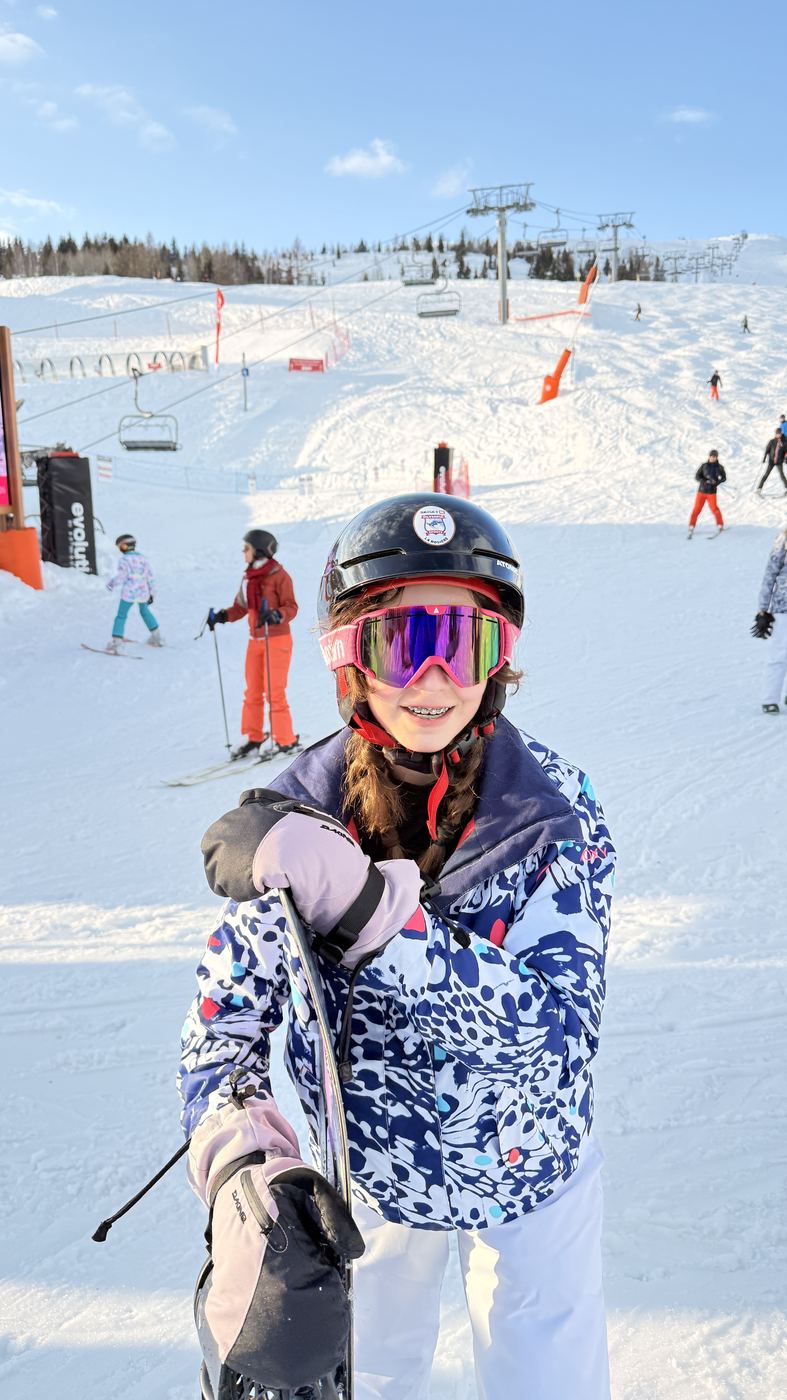 Lucie sur le domaine skiable de La Rosière